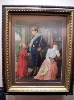 A painting of a man leaving his family during the civil war.